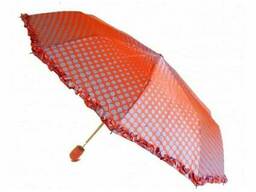 Зонт с рюшами Горошек антишторм красный