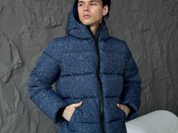 Зимова куртка Navi на пуху синьо-чорна RD493